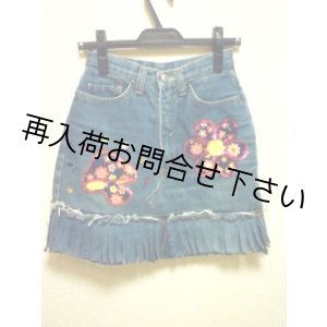 画像: フラワーアップリケリメイクデニムミニスカート